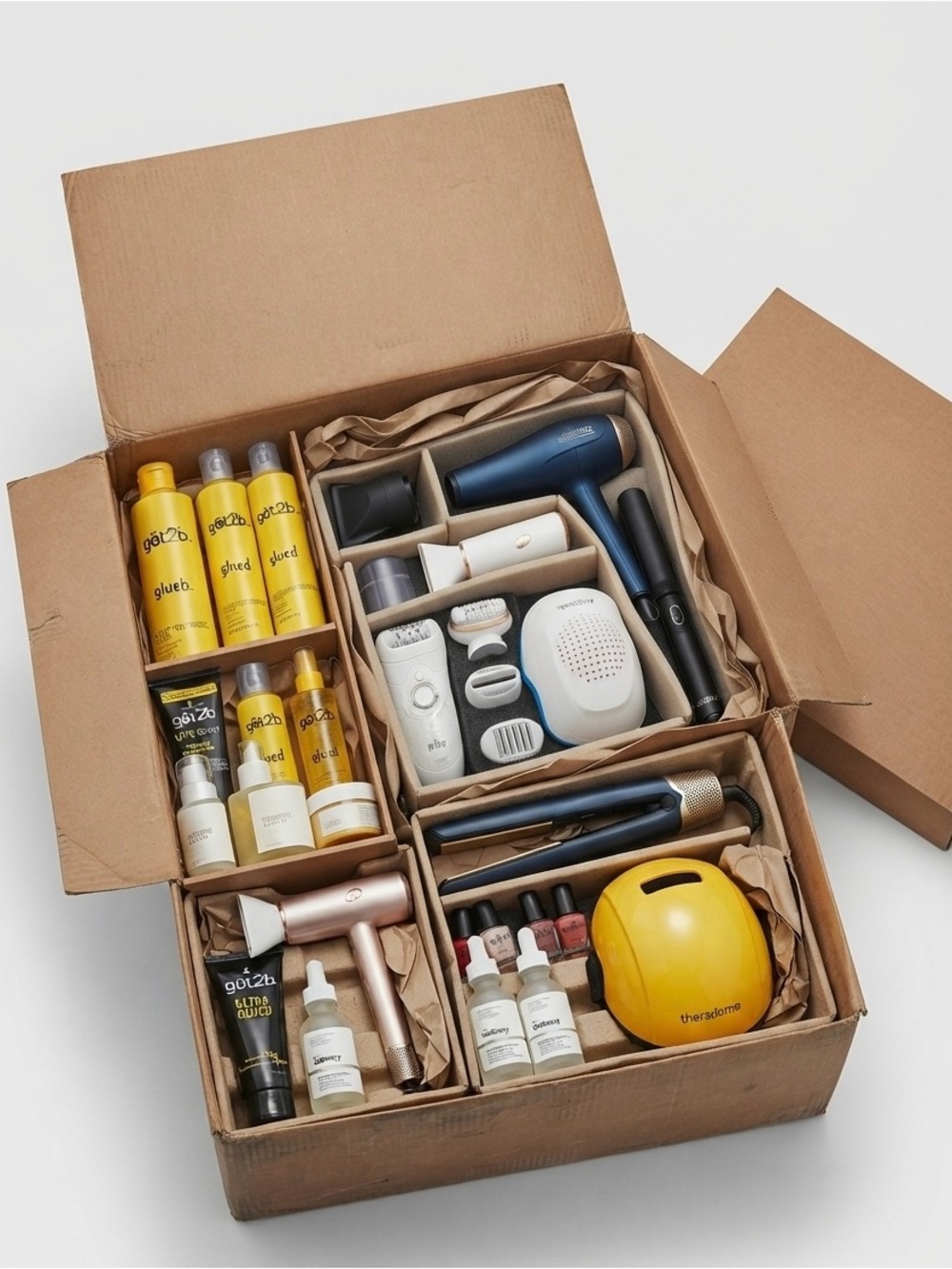 Assorted Beauty Tools & Haircare Set in Yellow, Blue, Black